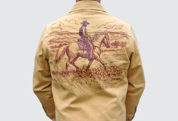 Hand-painted Cowboys on Horses Jean Jacket - Image 5