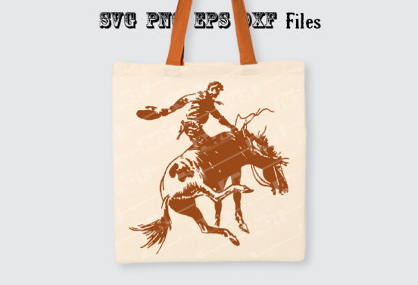 Three Western Cowboys Saddle Bronc Riding SVG & PNG Clip Art Bundle - Image 6