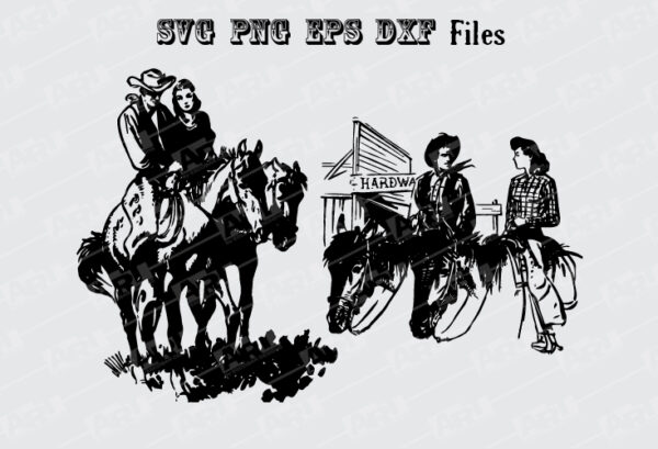 Cowboys and Cowgirls SVG & PNG, Western SVG, Western Couples Clip Art Bundle - Image 4